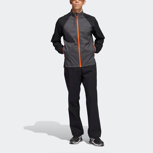 Куртка adidas Colorblock Golf Sports Water Repellent Long Sleeves Jacket Gray Black, черный — фото 2