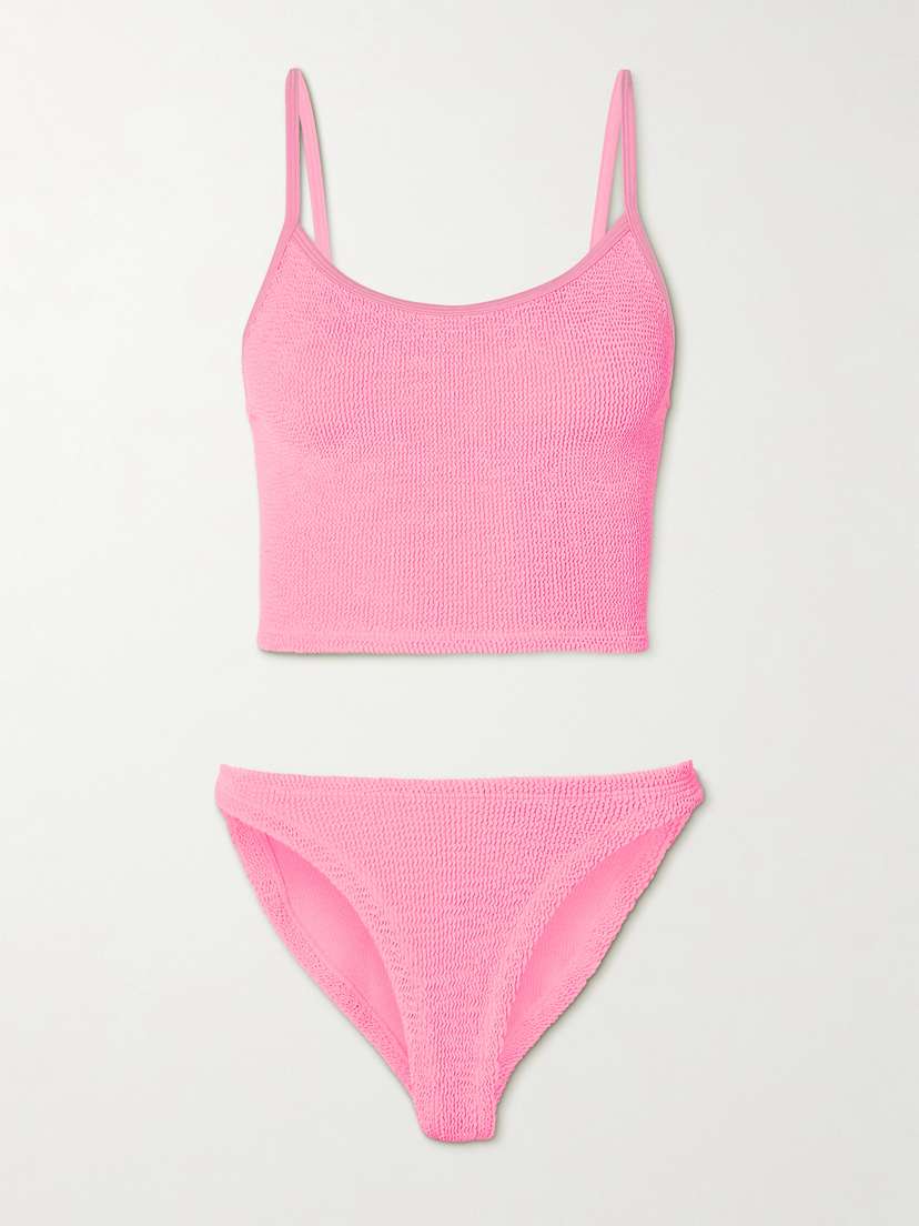 

Бикини с бретельками из сирсакера Hunza G, розовый