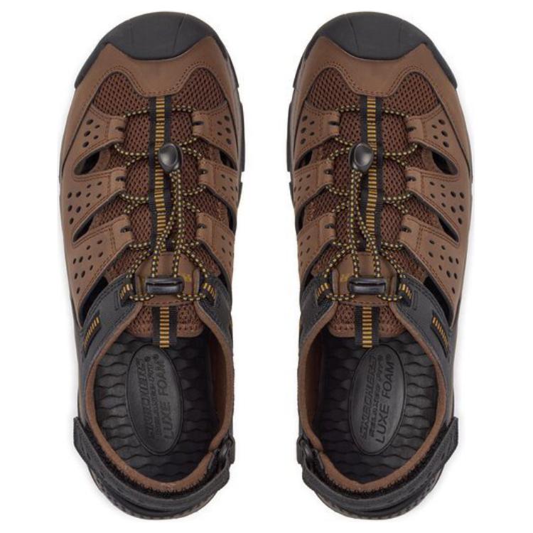 Skechers Антискользящие износостойкие речные треккинговые туфли мужские коричневый черный - коричневый/черный, цвет Brown/Black — фото 4