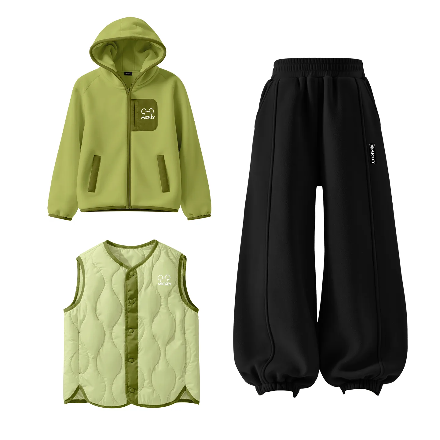 Детская повседневная худи для спорта Disney, [Thickened and Fleece-Lined]Thick Board Di-Lift Eye K Ecru+Di-Long Hook-and-Loop K Black+Thick Board Di-Lift Eye K Ecru — фото 4