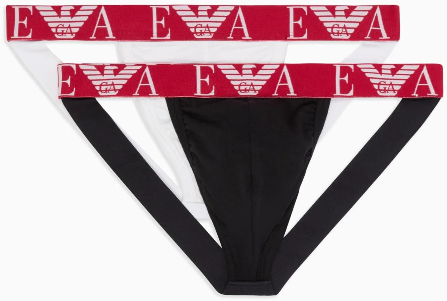 Брифы, монограмма, Emporio Armani, белый/черный