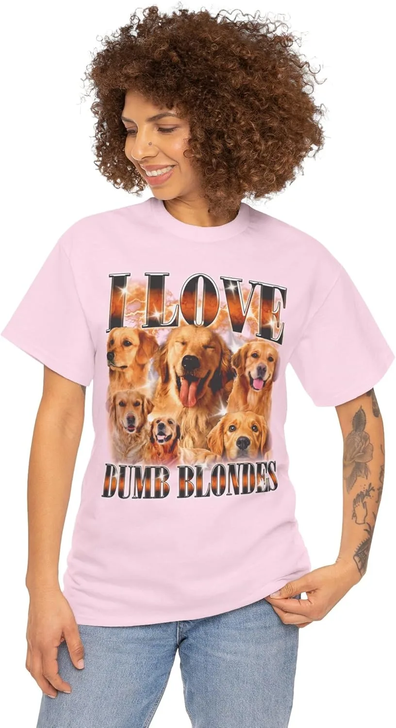 Футболка с принтом "I Love Dumb Blondes" и забавной собакой GENERIC, светло-розовый — фото 2
