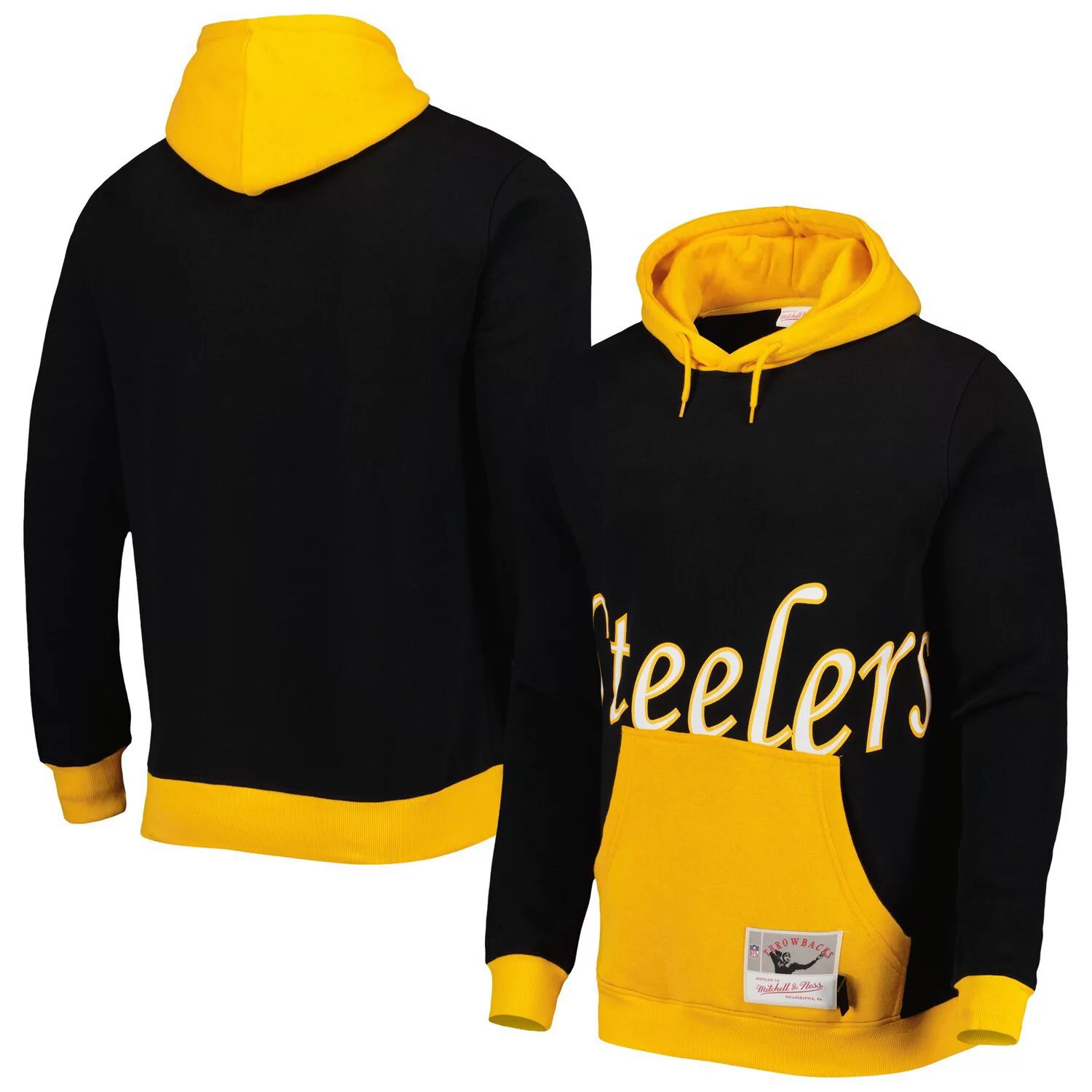 

Мужской черный пуловер с капюшоном Mitchell & Ness Pittsburgh Steelers Big Face 5.0