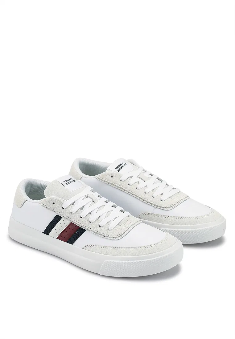 Кроссовки мужские, кожаные полосатые, Cupset Tommy Hilfiger, белый — фото 2