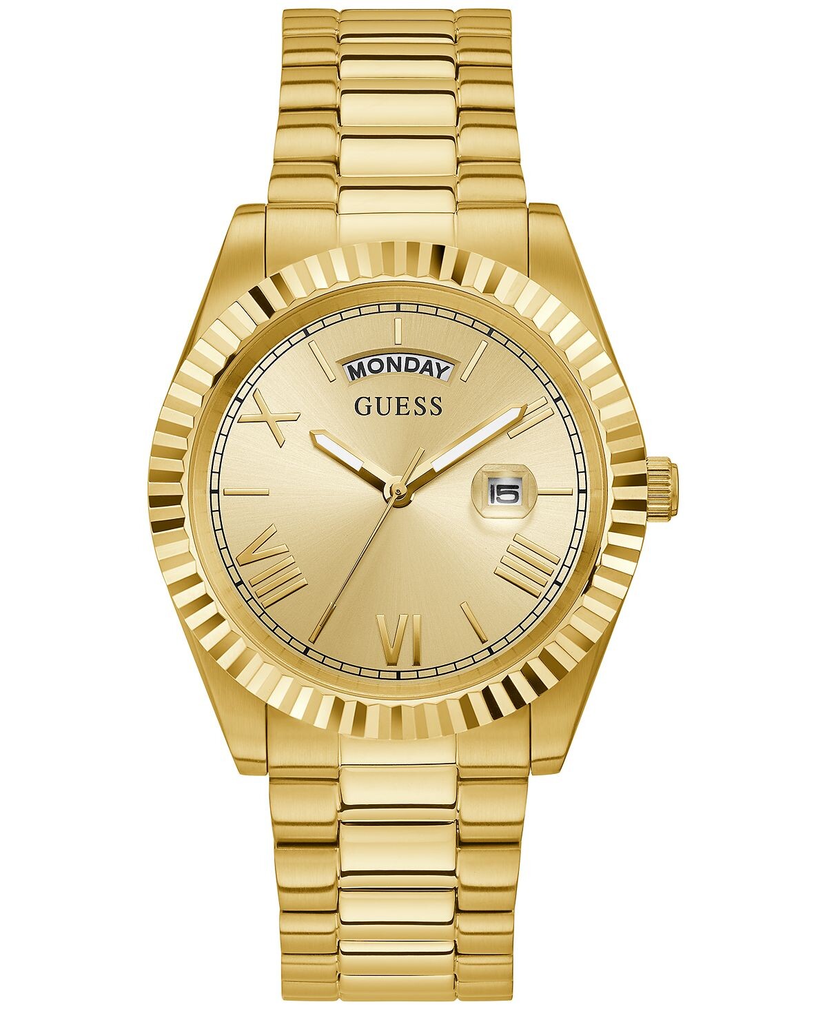 

Мужские золотистые часы-браслет из нержавеющей стали 42 мм GUESS