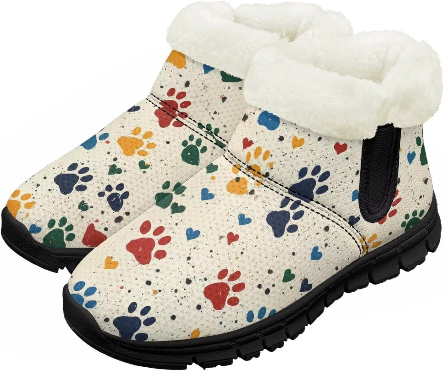 

Детские водонепроницаемые зимние ботинки для снега - теплые, с меховой подкладкой для мальчиков и девочек (малыши/маленькие дети/старшие дети), черная подошва Pzuqiu, Rainbow Dog Paws