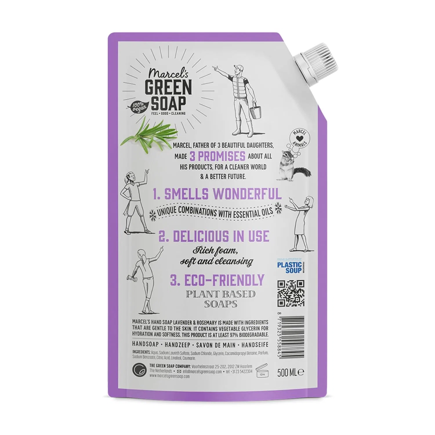 Набор из 6 сменных блоков жидкого мыла для рук Marcel's Green Soap Лаванда и Розмарин 500 мл Marcel'S Green Soap — фото 2