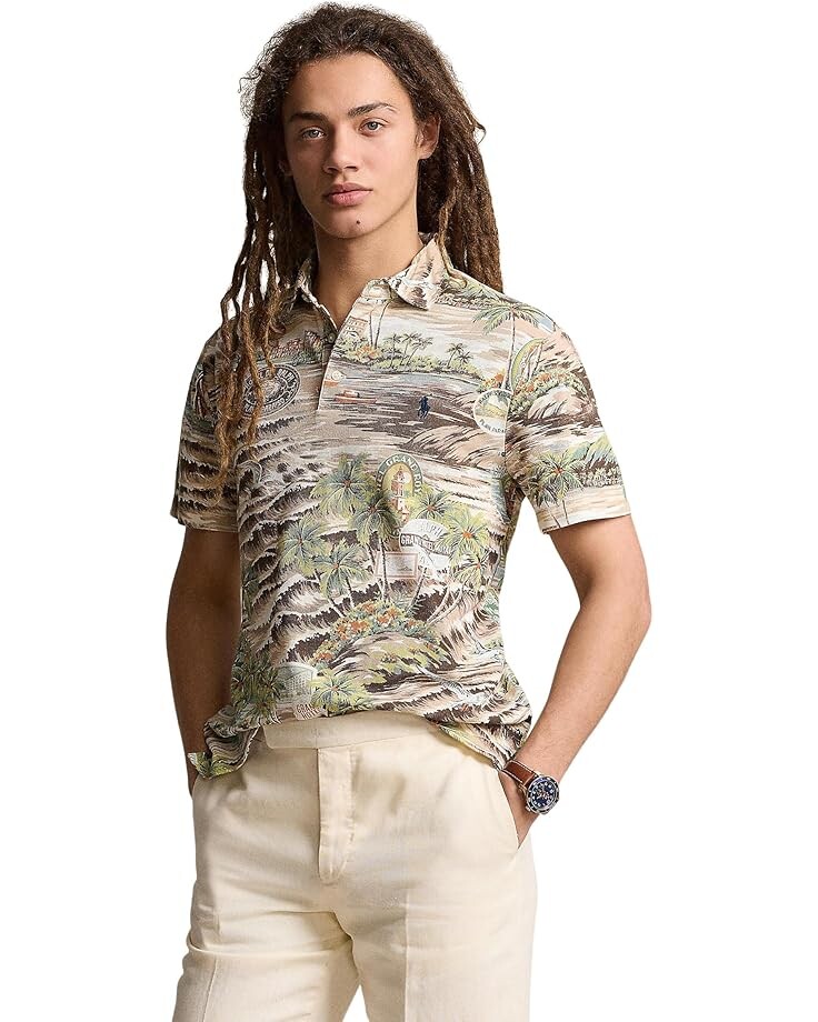 

Поло Polo Ralph Lauren Classic Fit Beach-Print Mesh Polo Shirt, цвет Playa De Havana