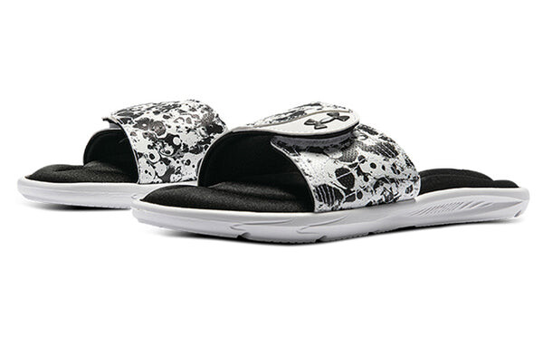 Тапочки ignite 6 graphic strap slide 'black white' Under Armour, черный — фото 4