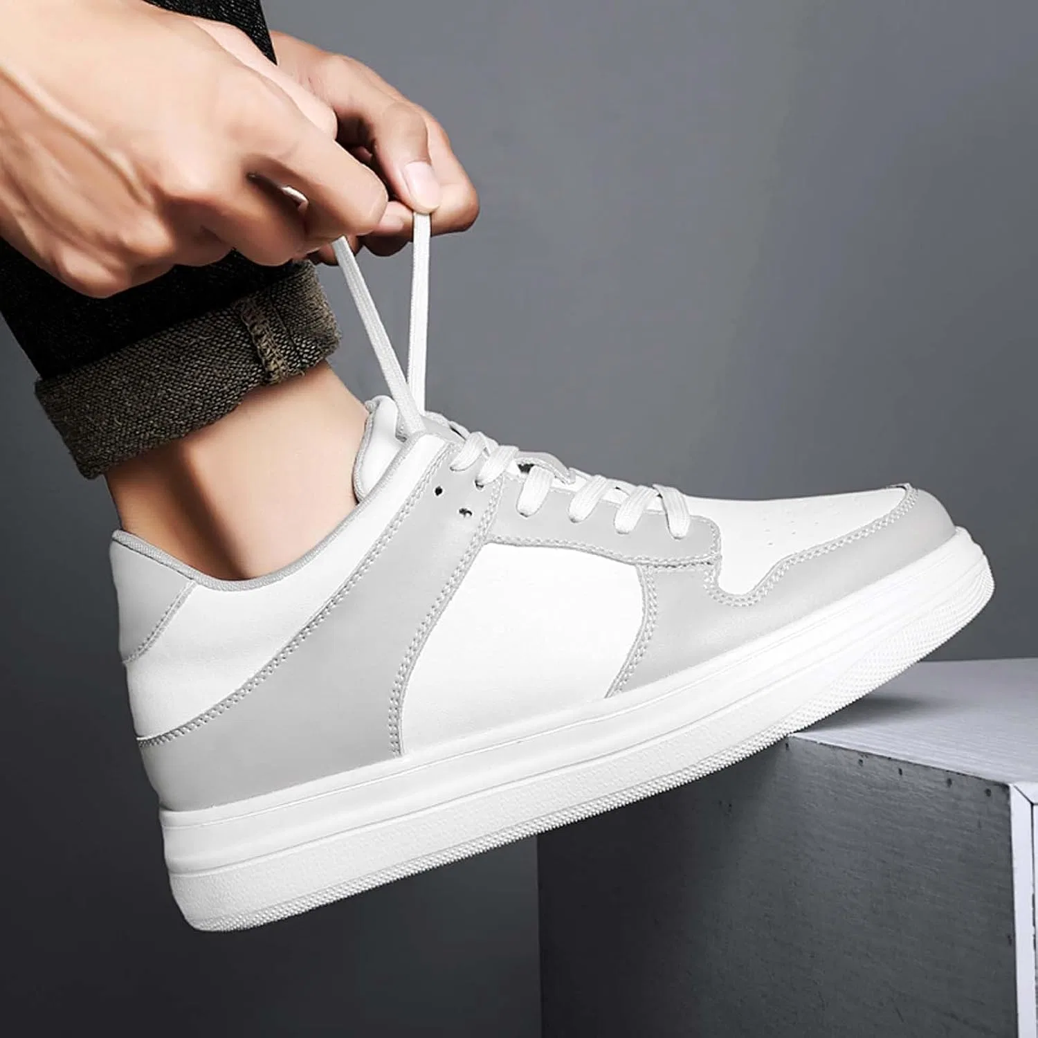 Туфли Herren Schuhe In Größe 45 Lässige Weiße Mit Dicker Innensohle Für Komfort Stil Perfect Für Jeden Achillessehne Schuhe Туфли Herren 38 Jungen Trainingsschuhe Damen Fitnessstudio WVONIF, Grau — фото 2