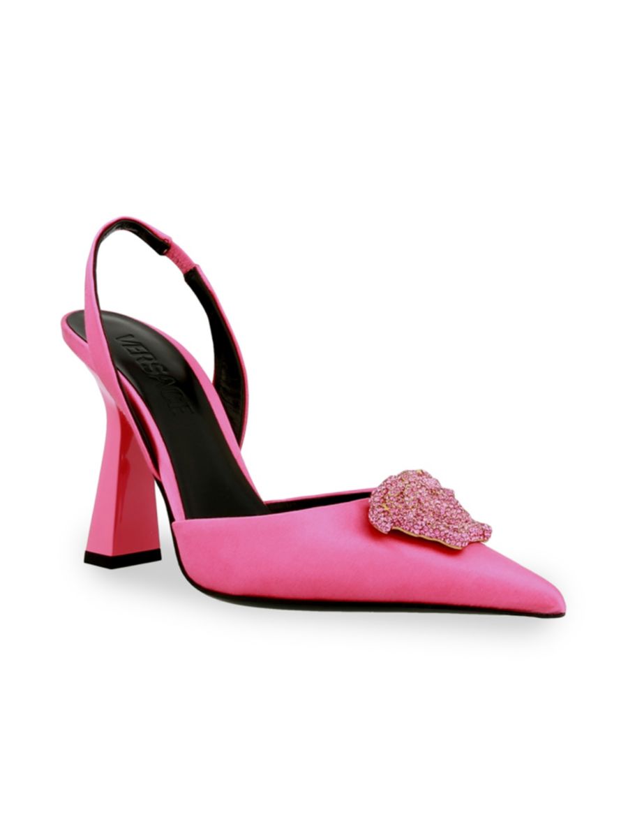 Туфли-лодочки La Medusa с декором из шёлковой смеси Versace, цвет Flamingo — фото 4