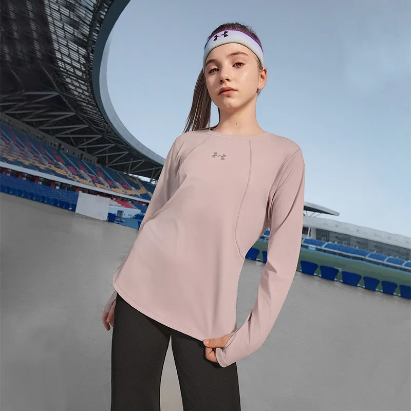 Футболка детская Stretch Under Armour пыльно-розовая — фото 4