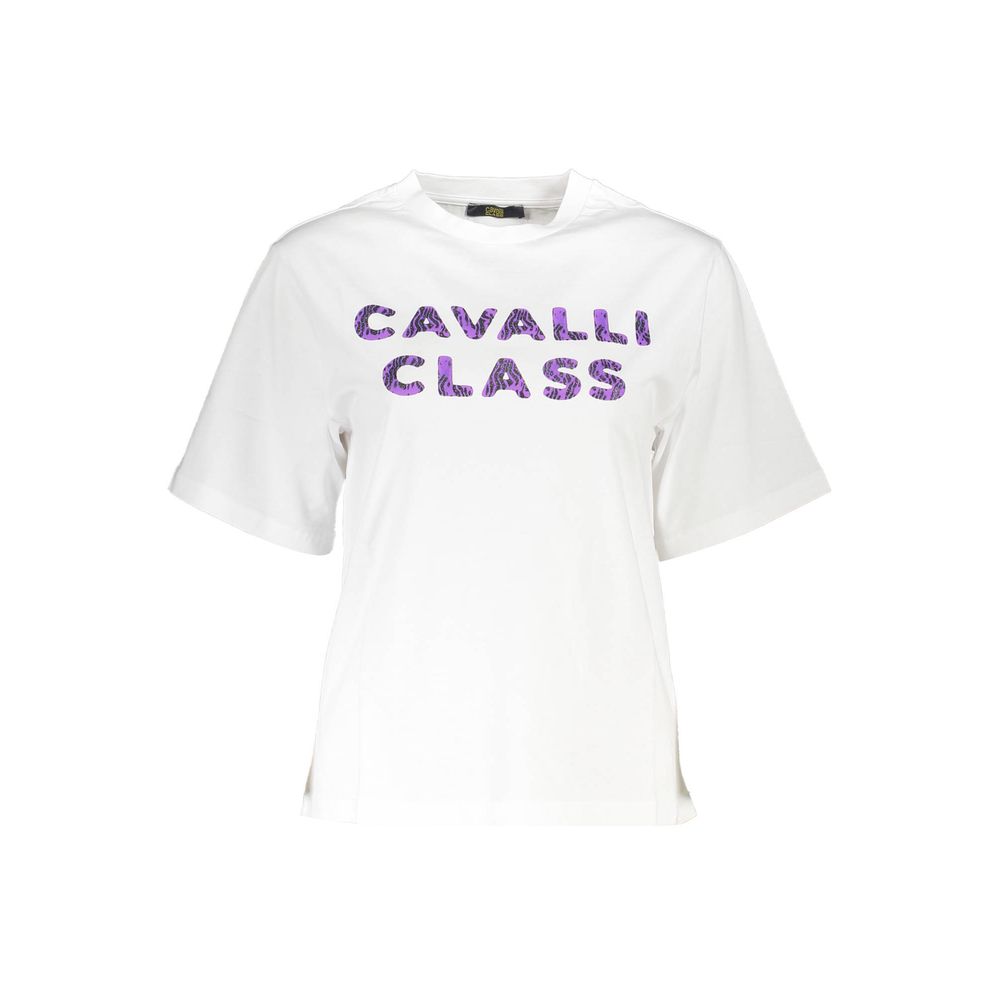 

Белая хлопковая женская футболка Cavalli Class