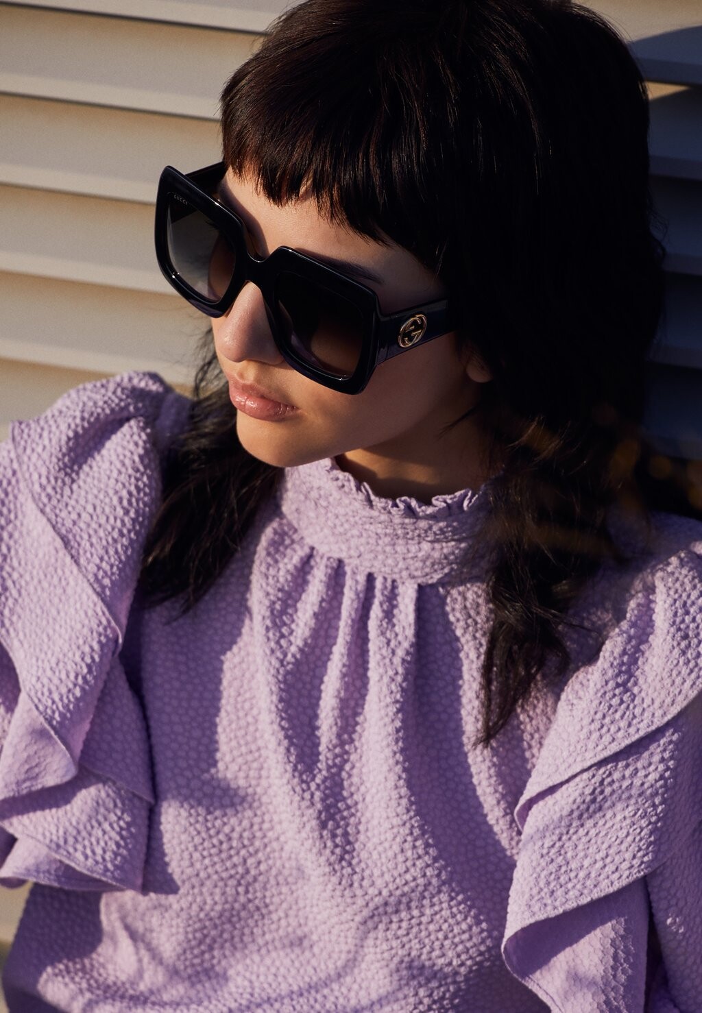 

Солнцезащитные очки СОЛНЦЕЗАЩИТНЫЕ ОЧКИ GG OVERSIZED SQUARE из ацетата Gucci, цвет black/grey