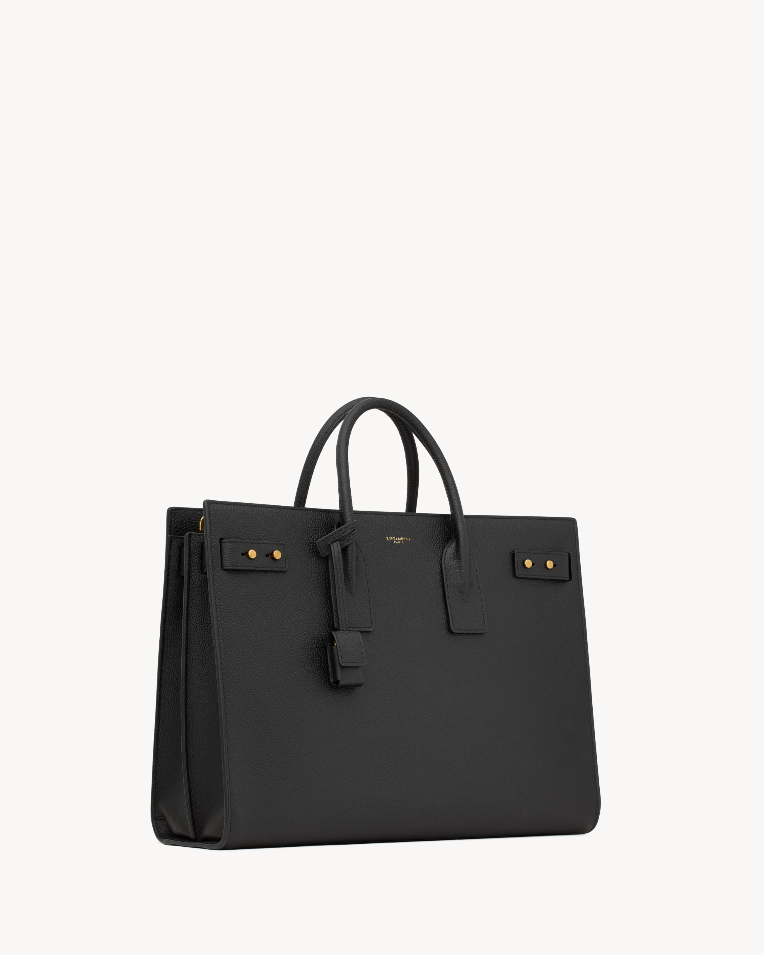 Фирменная большая сумка Saint Laurent из мягкой ткани, черный — фото 4