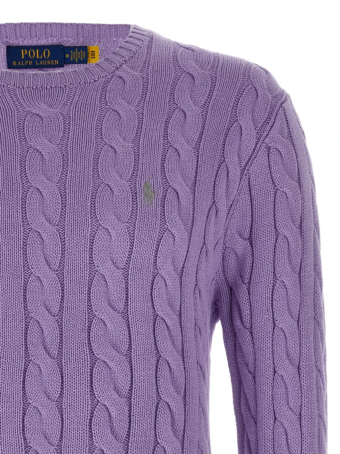 Хлопковый вязаный свитер POLO RALPH LAUREN, фиолетовый — фото 3