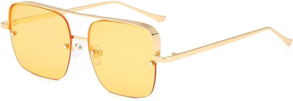 

Солнцезащитные очки в полуободковой оправе в стиле ретро, ​​металлические очки с защитой от УФ-излучения UV400 для мужчин и женщин TYUVIVO, 5 Gold Yellow