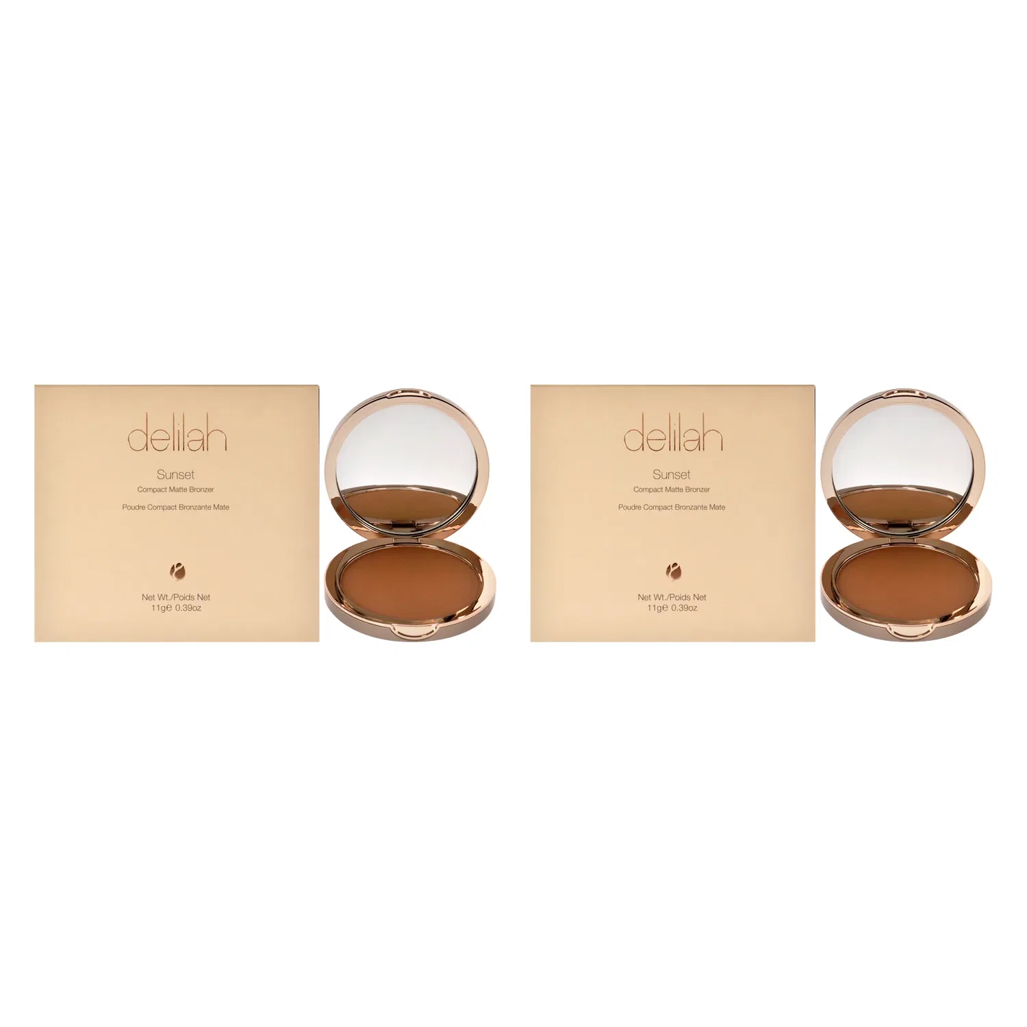 Компактная матовая бронзирующая пудра Sunset Compact Matte Bronzer - Medium Dark от Delilah for Women - 0,39 унции - набор из 2 штук