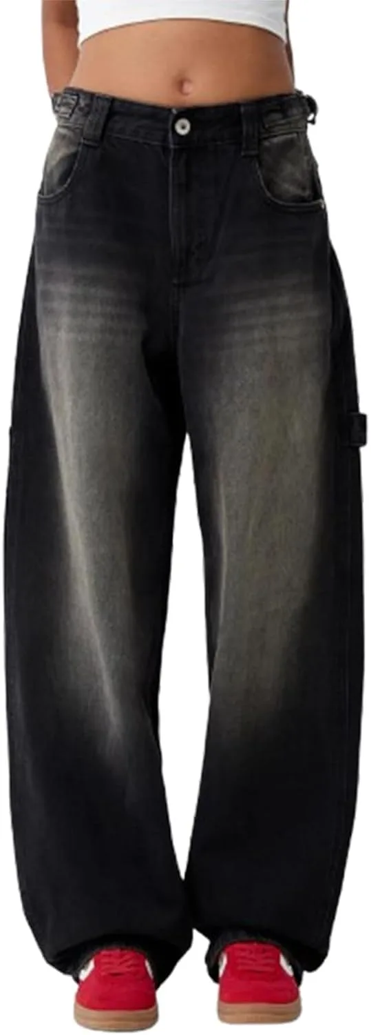 

Женские джинсы low waisted baggy vintage mid rise loose fit wide leg Aimery