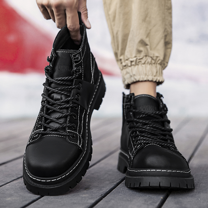 Dunnu Мужские ботинки Martin черно-коричневые, утепленные, цвет Black Brown, Padded — фото 3