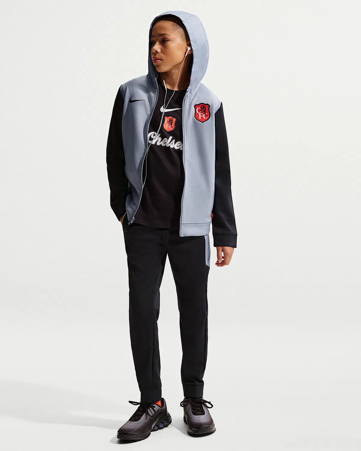 Детский спортивный костюм Nike Soccer Woven Chelsea FC SE, Wolf Grey/Pitch Blue/Pitch Blue
