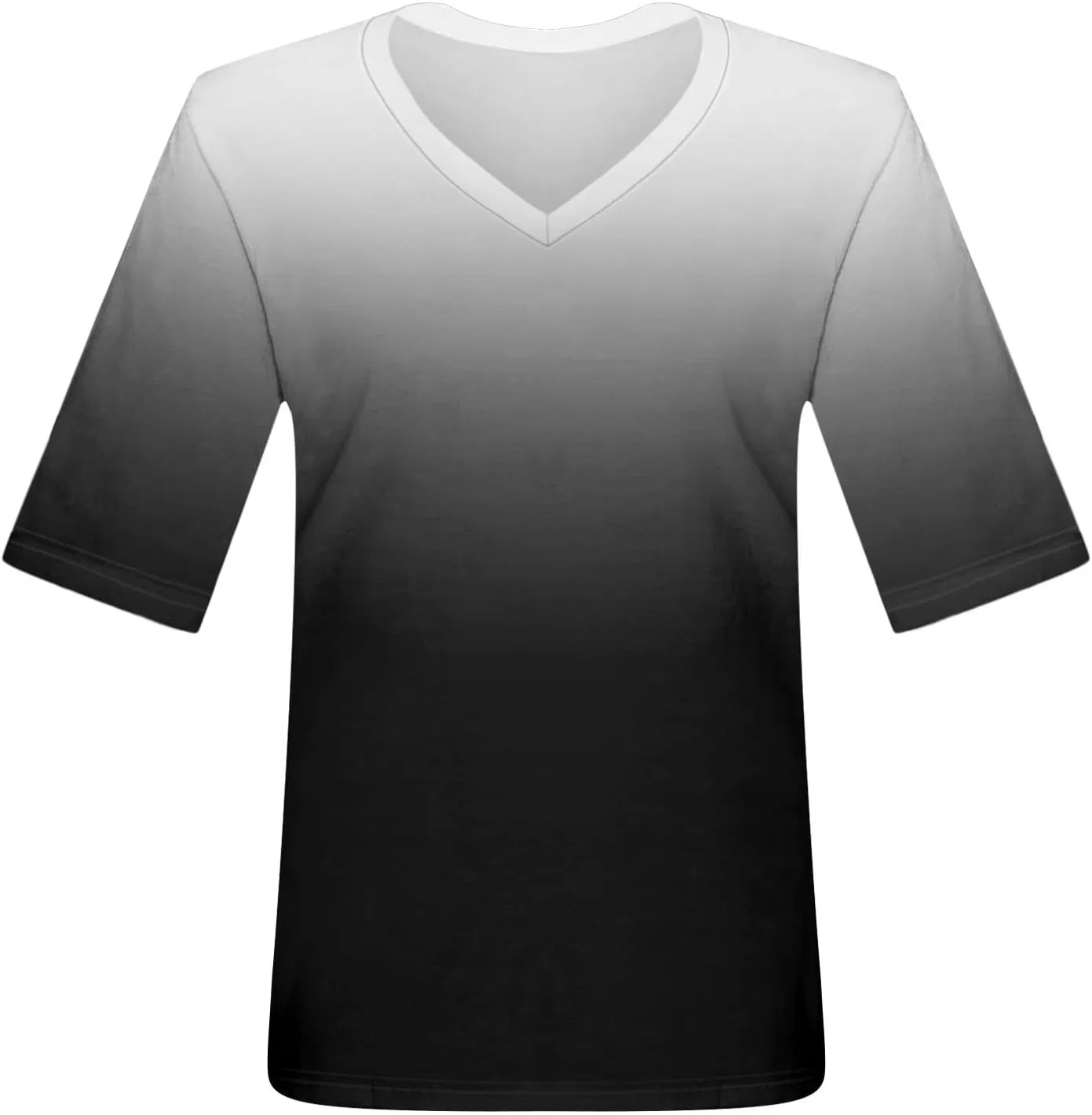 Блуза с V-образным вырезом, короткий рукав, хлопок, 01-black — фото 4