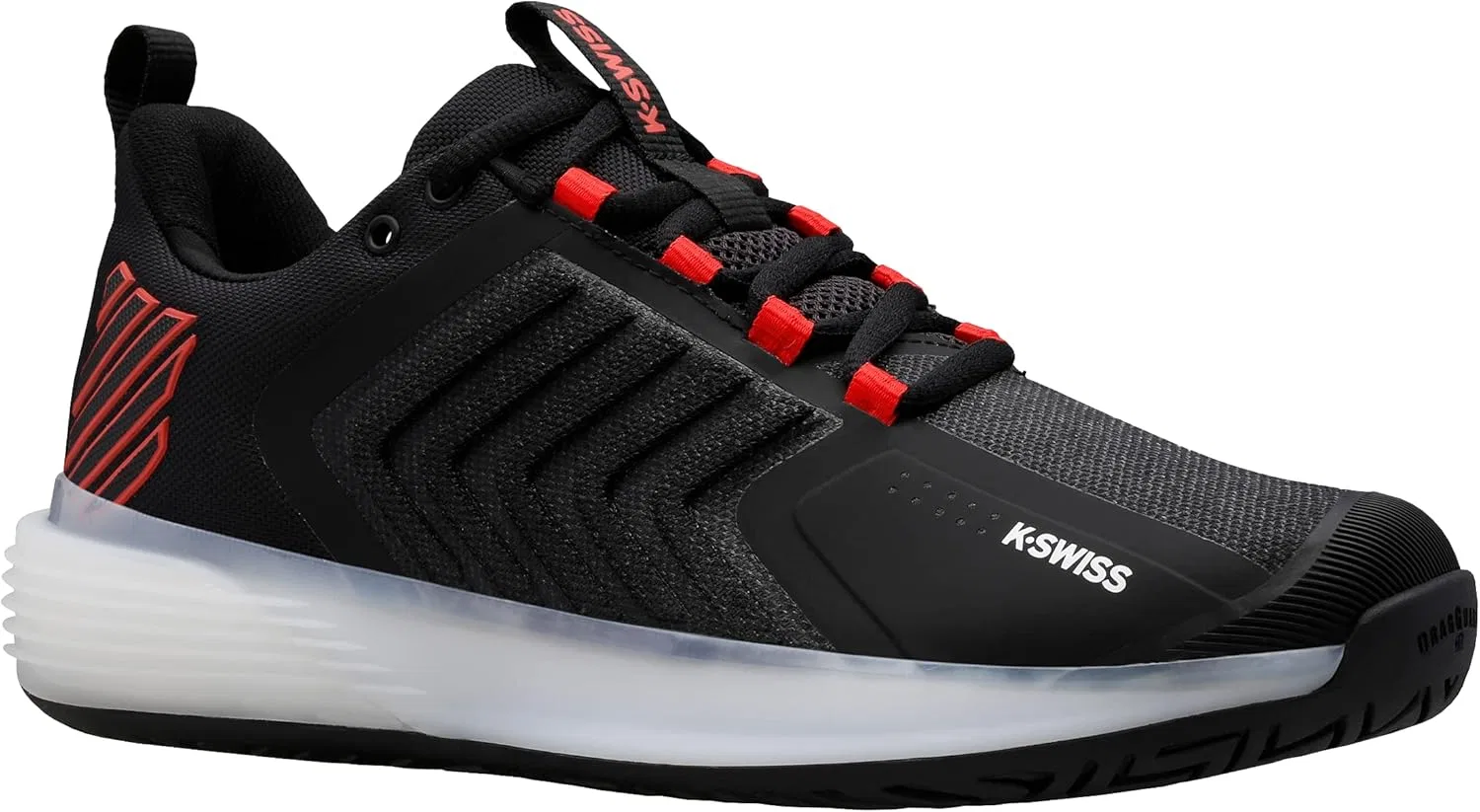 Кроссовки для тенниса Ultrashot 3, K-Swiss, Black/White/Popyred — фото 2