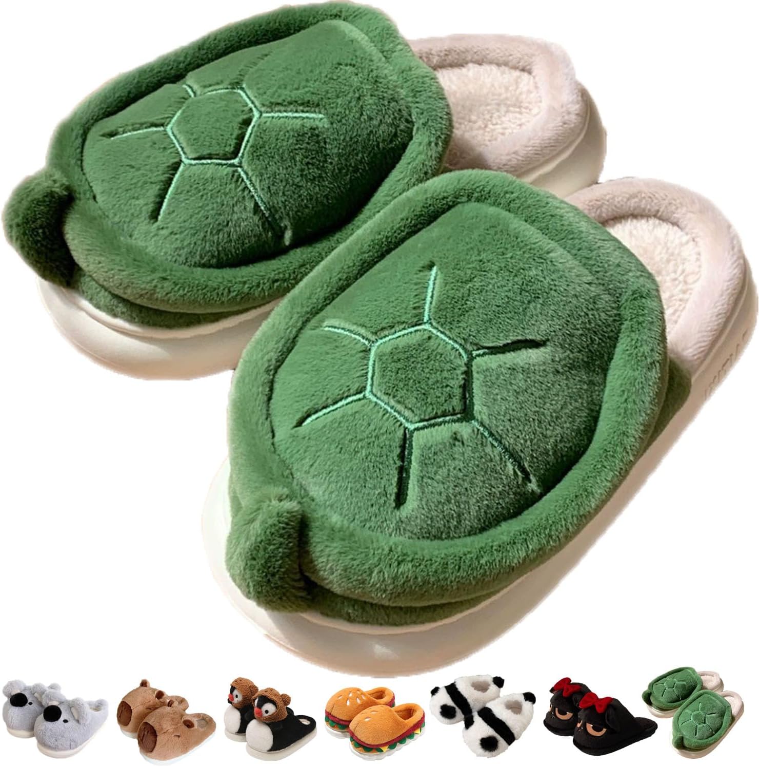 

Тапочки Jfxgjuv Koala, милые плюшевые тапочки в виде животных для женщин и мужчин: носорог, енот, ленивец, пингвин, панда, кот. Мягкие тапочки с эффектом памяти, теплые и пушистые для зимы, для дома и улицы, зеленый