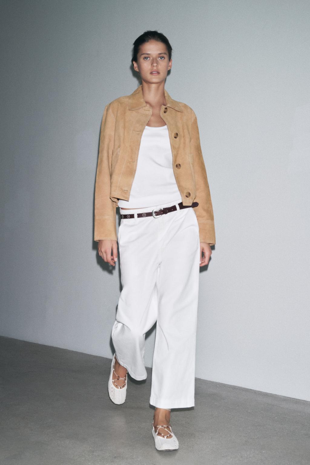 

Укороченные брюки-чинос ZARA, экрю