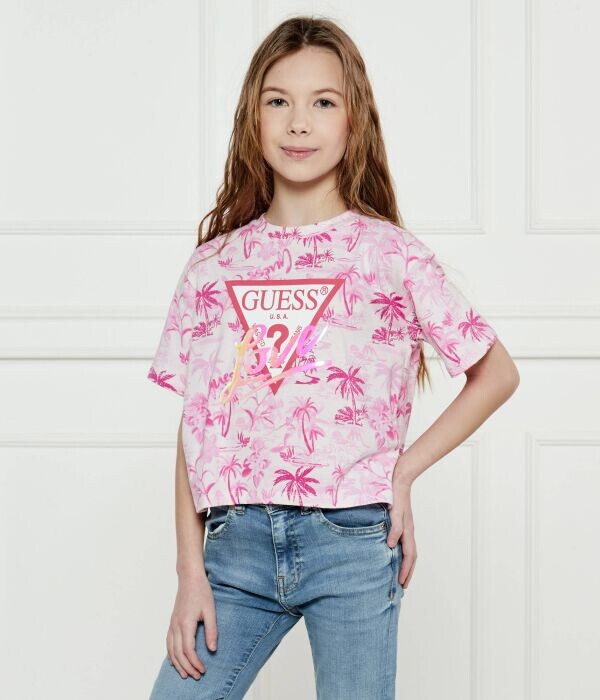 

Футболка детская Guess Regular Fit с принтом, розовый / белый