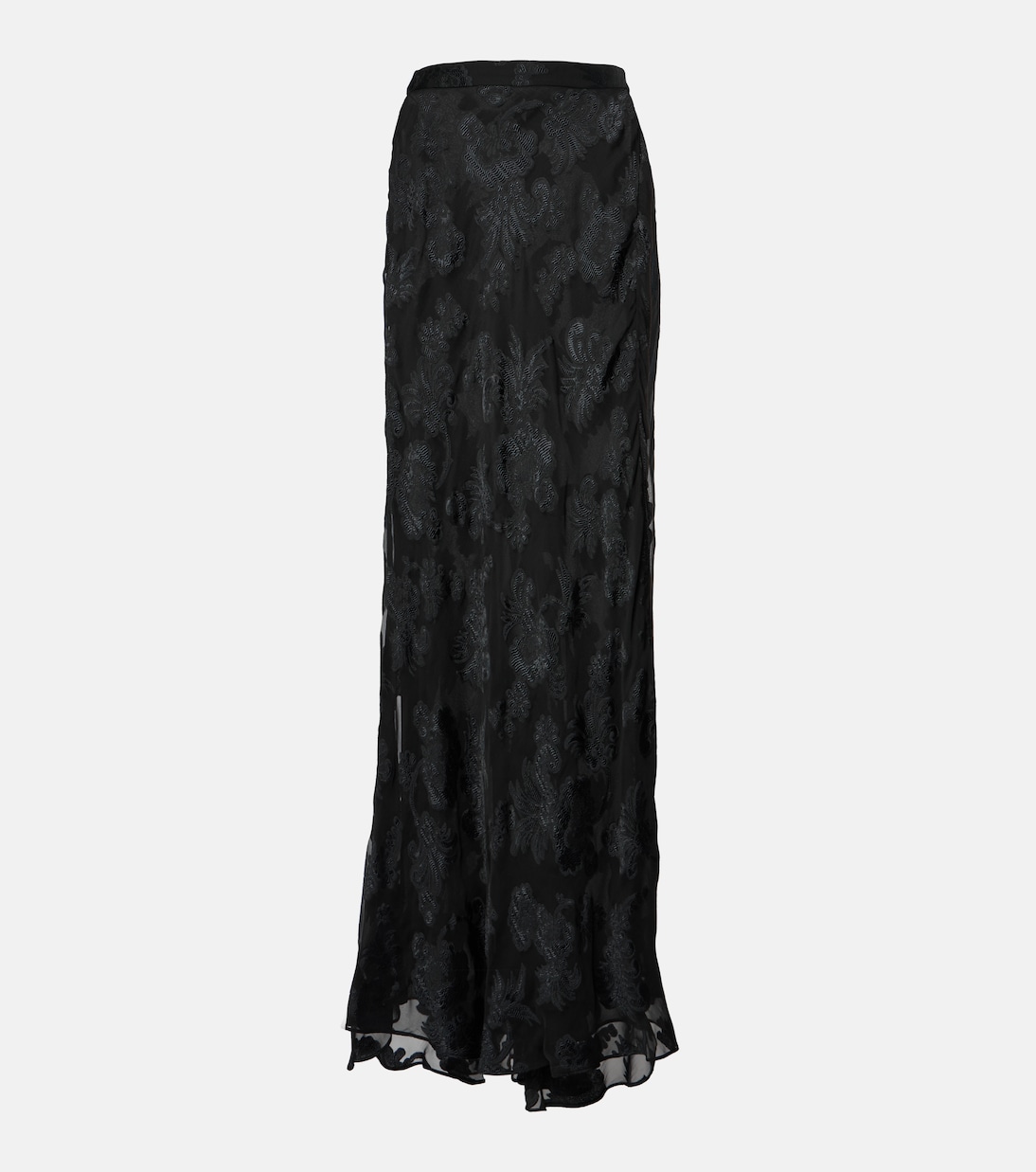 

Юбка макси из атласа с узором пейсли Etro, черный