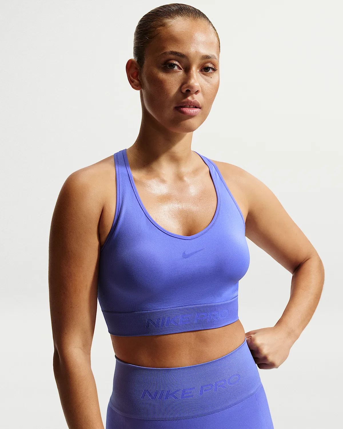 Женский топ Nike Pro Seamless Dri-FIT с укороченным кроем, Sapphire