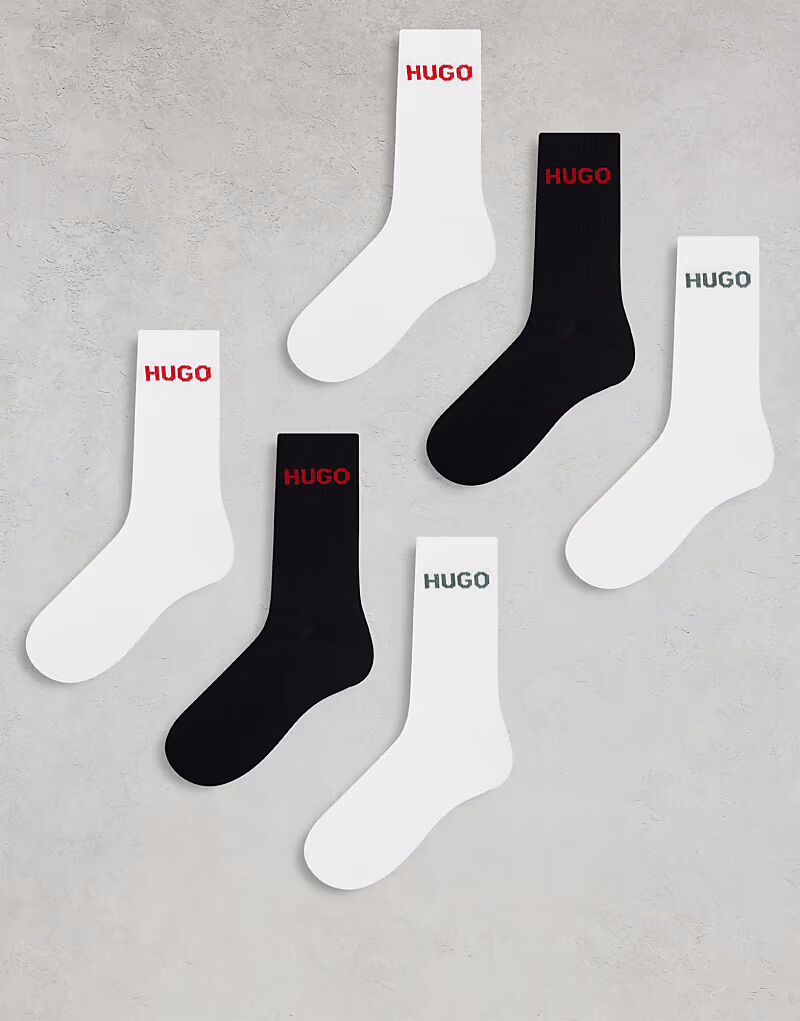 

HUGO Bodywear - упаковка из 6 пар носков с черным и белым логотипом Hugo Red