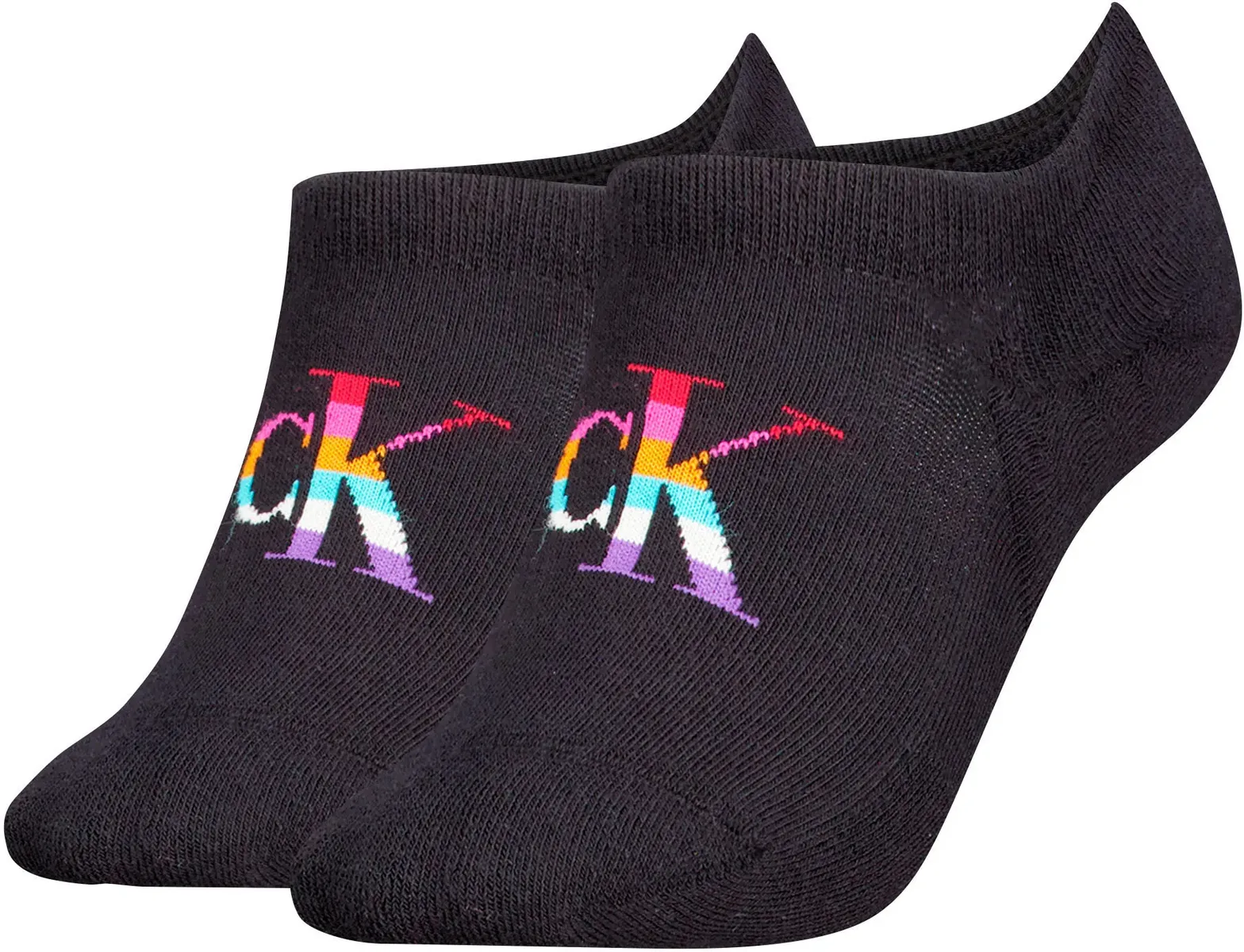 

Носки Calvin Klein Jeans "CKJ WOMEN FOOTIE HIGH CUT PRIDE" (2 шт. в упаковке), с радужным логотипом, черный