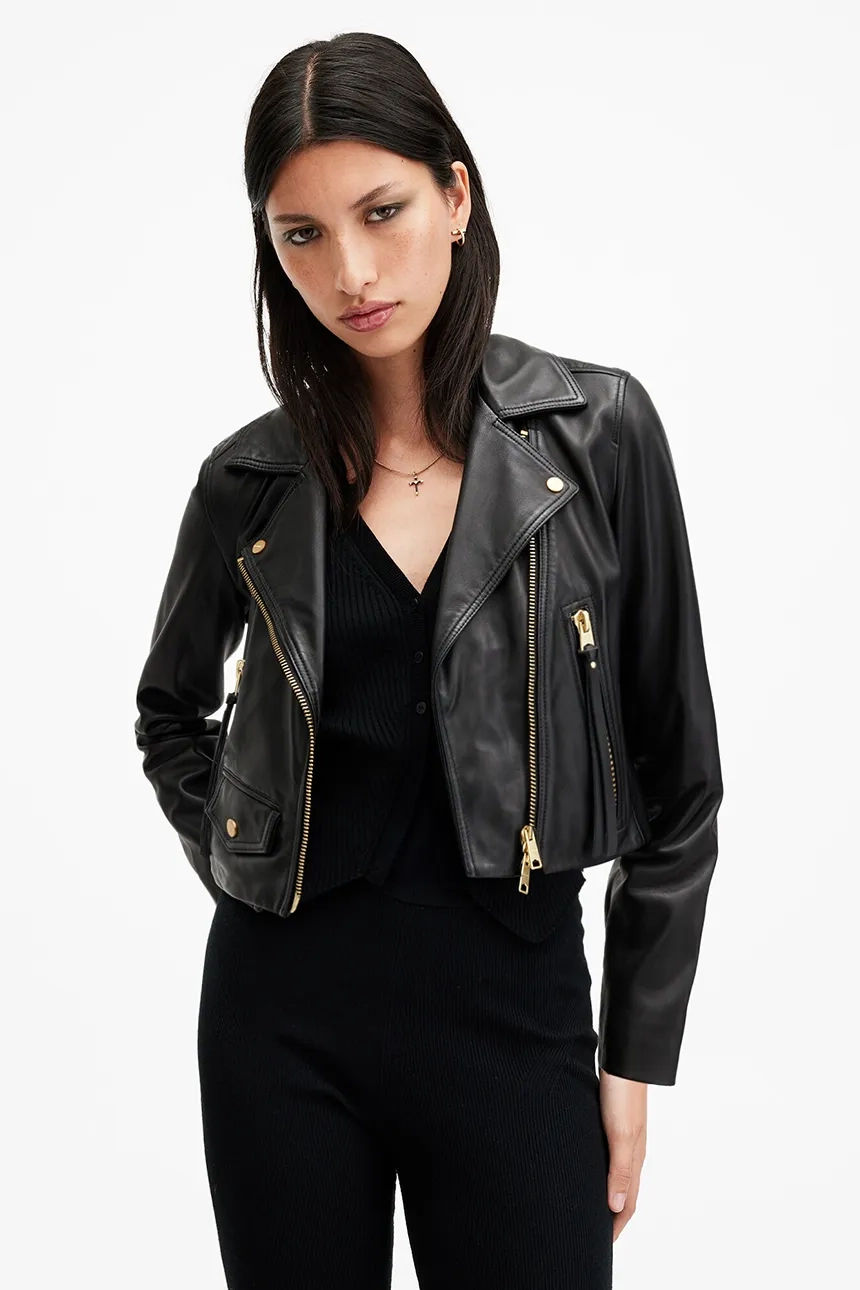 

ЭЛОРА кожаная куртка AllSaints, черный