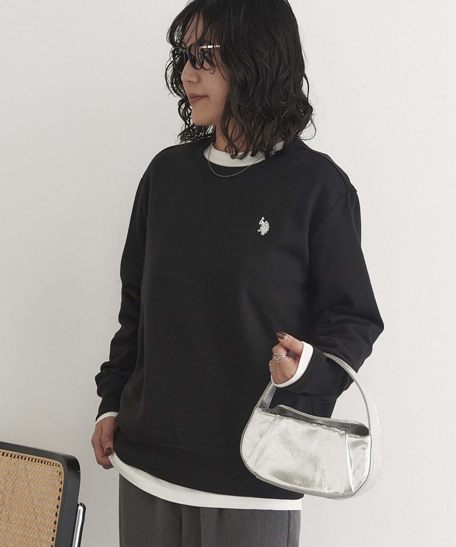 Толстовка US POLO ASSN./One-Point Logo Double-Face с трехниточной строчкой ST. U.S. Polo Assn., BLK — фото 3