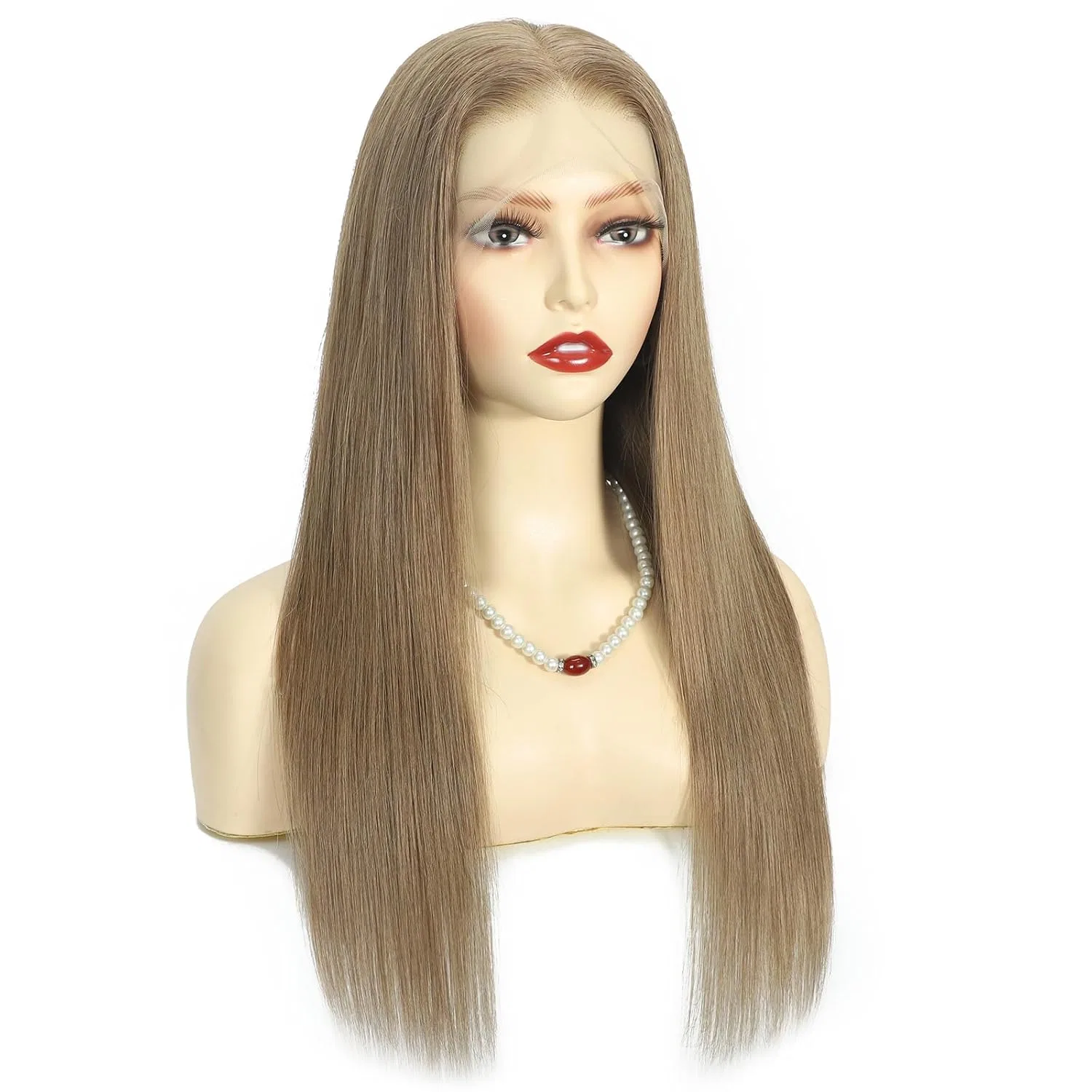 Парик из натуральных волос Remy, полностью кружевной, светло-коричневый, 50 см Larafona, 8# Light Brown — фото 3