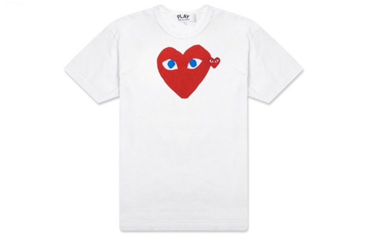 

Футболка Comme Des Garcons Play Women's Red Heart Blue Eyes белая CDG Play