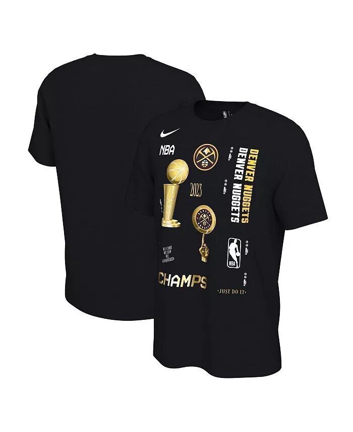 

Мужская черная футболка Denver Nuggets 2023 NBA Finals Champions Celebration Expressive Nike