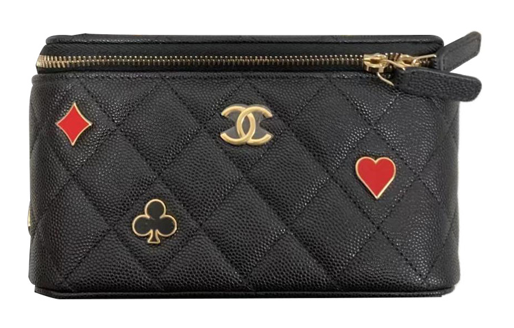 CHANEL 23P SS Grain Embossed Caviar Cow Leather Box Bag, косметичка, сумка через плечо, кросс-боди женская черная — фото 2