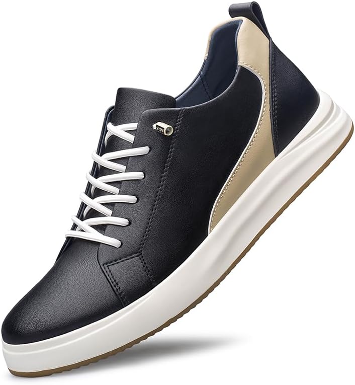 

Мужские модные кроссовки из верхнего слоя коровьей кожи, повседневные, с эффектом увеличения роста, легкие, дышащие и противоскользящие Lhyxu, черный