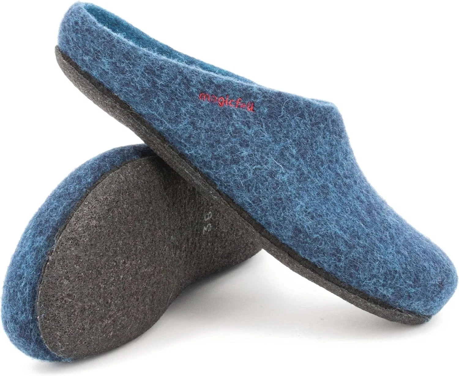 Тапочки MagicFelt AN 709 из чистой натуральной шерсти для мужчин и женщин - нескользящие и анатомической формы, Dark Petrol