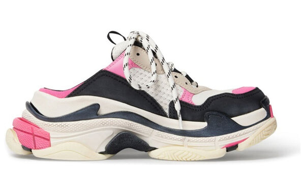 Тапочки triple s mules 'white pink and black double foam and mesh' Balenciaga, белый — фото 2