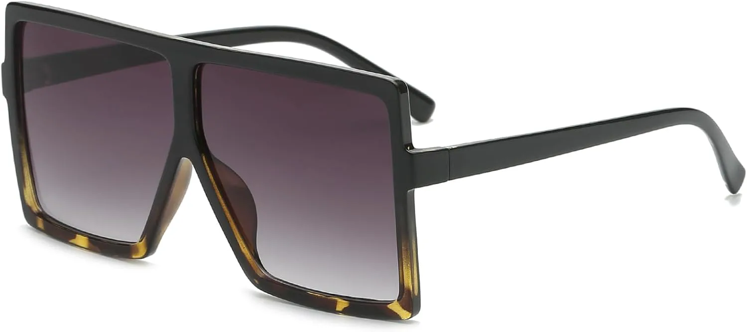 

Квадратные солнцезащитные очки GRFISIA увеличенного размера для женщин и мужчин, с плоской верхней частью, модные солнцезащитные очки, 1 Black Leopard/Gray