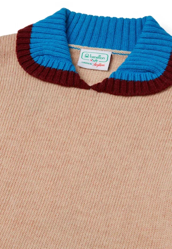 Свитер с воротником Stranger Things, бренд United Colors Of Benetton, бежевый — фото 3
