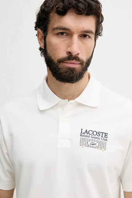 Поло Lacoste белое, хлопок с эластаном — фото 4