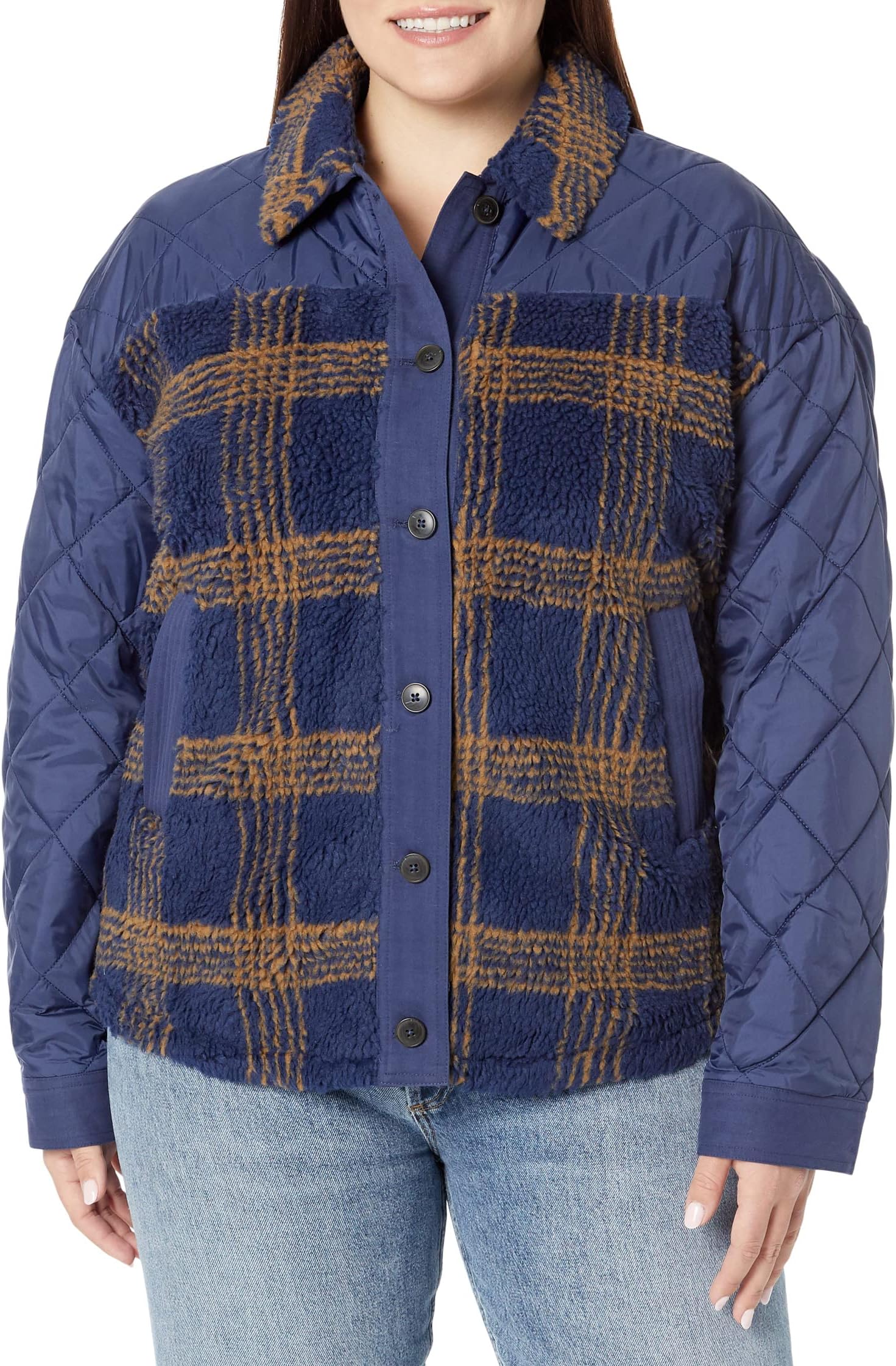 

Куртка Vineyard Shacket Carve Designs, цвет Navy Plaid