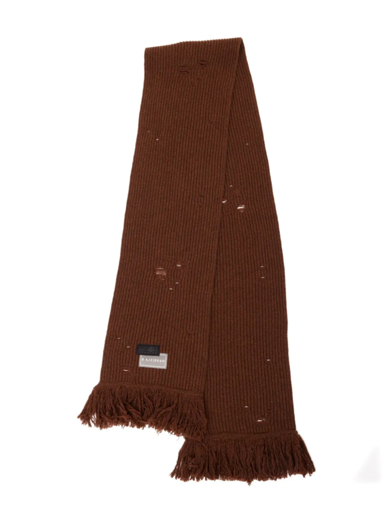 

Вязаный шарф с нашивкой-логотипом MM6 Maison Margiela, коричневый