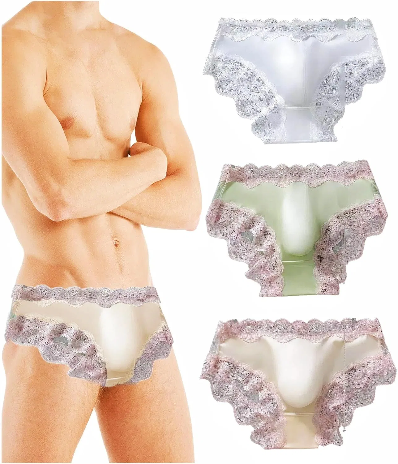 Трусы-слипы с кружевом, цветовая смесь B