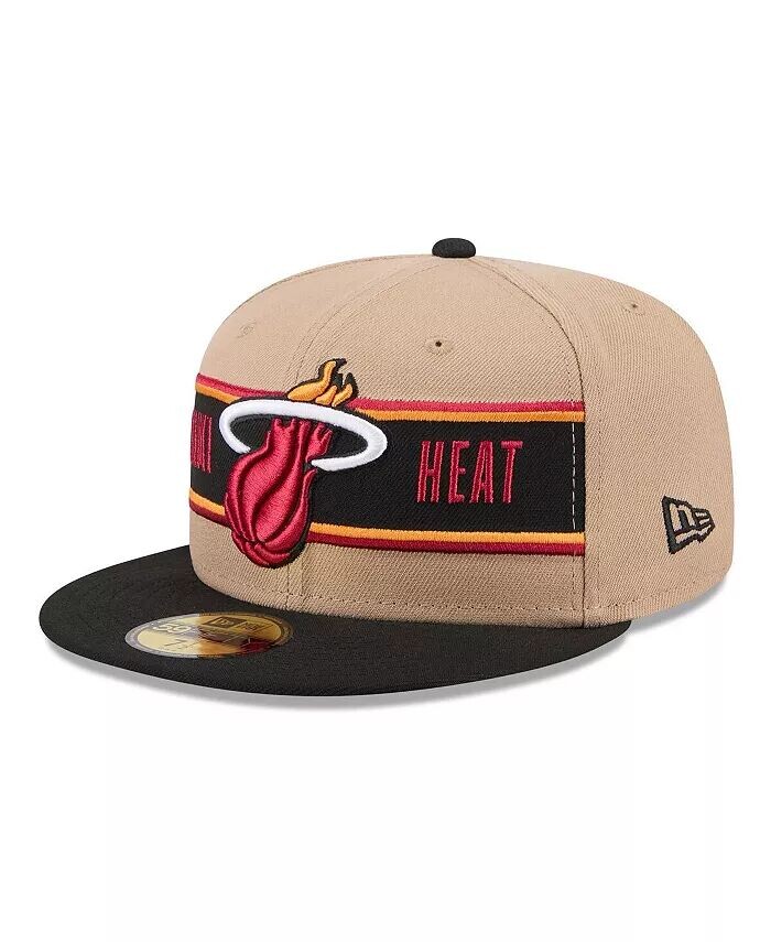 

Мужская бежево-черная кепка Miami Heat 2024 NBA Draft 59FIFTY Fitted New Era